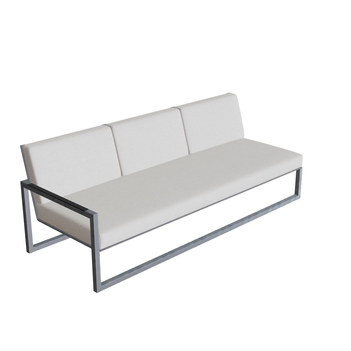 Royal Botania Ninix Lounge Dreisitzer 240RT rechts, Edelstahl elektropoliert, Batyline schwarz (black)