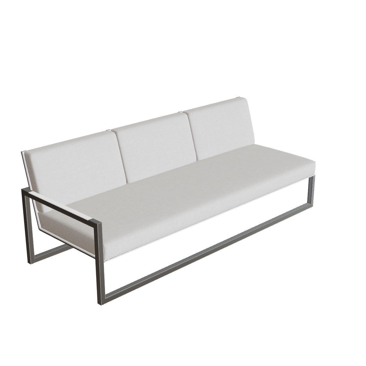Royal Botania Ninix Lounge Dreisitzer 240RT rechts, Edelstahl gebürstet, Batyline weiß (white)