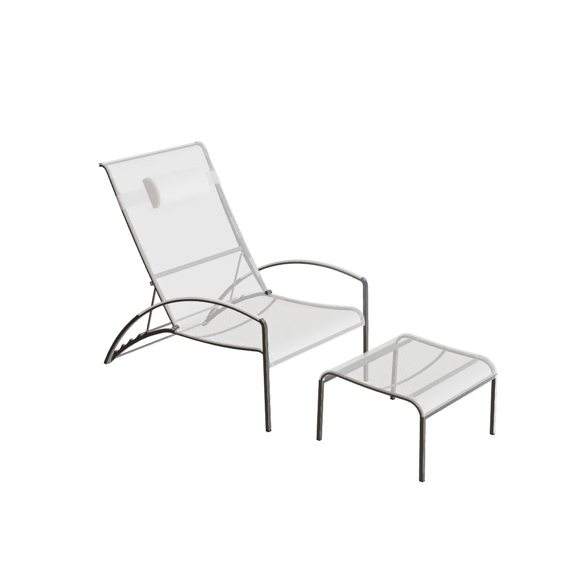 Royal Botania QT Sonnenliege, Edelstahl gebürstet, Batyline weiß (white)