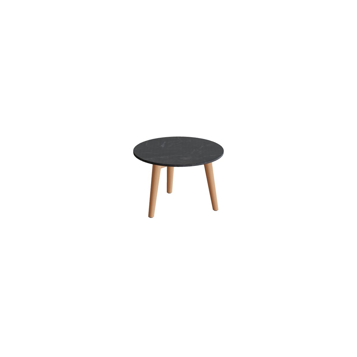 Royal Botania Styletto Beistelltisch 40 cm, Teakbeine, Keramik schwarz geädert (Nero Marquina)