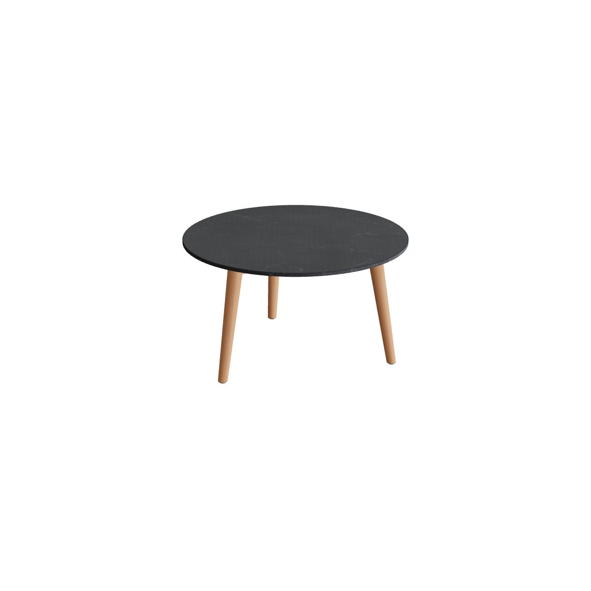 Royal Botania Styletto Beistelltisch 60 cm, Teakbeine, Keramik schwarz geädert (Nero Marquina)