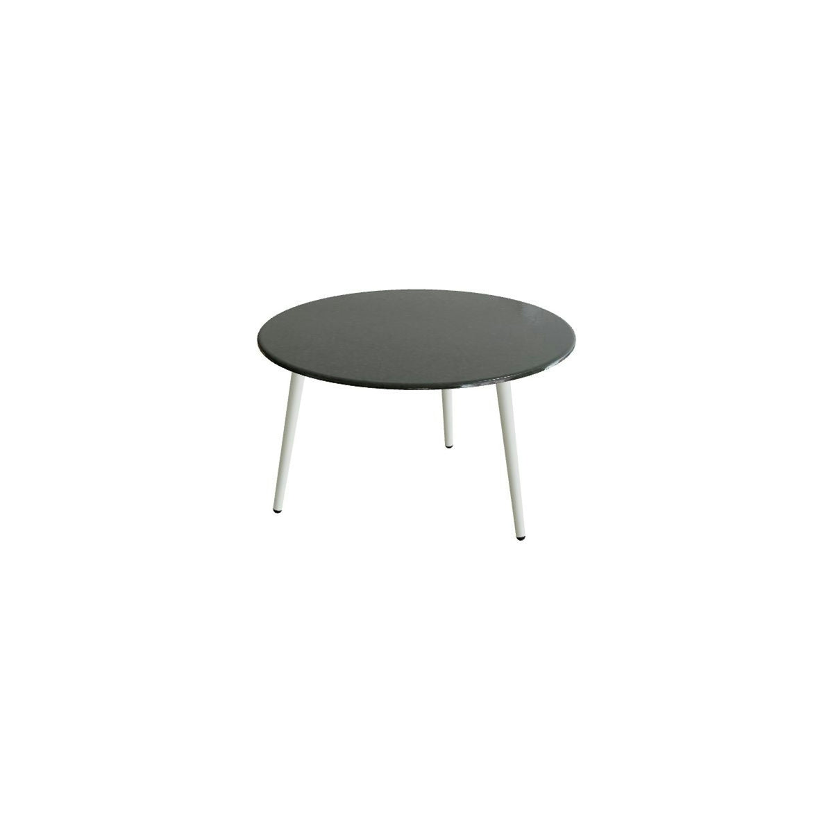 Royal Botania Styletto Beistelltisch 60 cm mit Lavasteinplatte – Alu weiß · Lavastein emailliert slate
