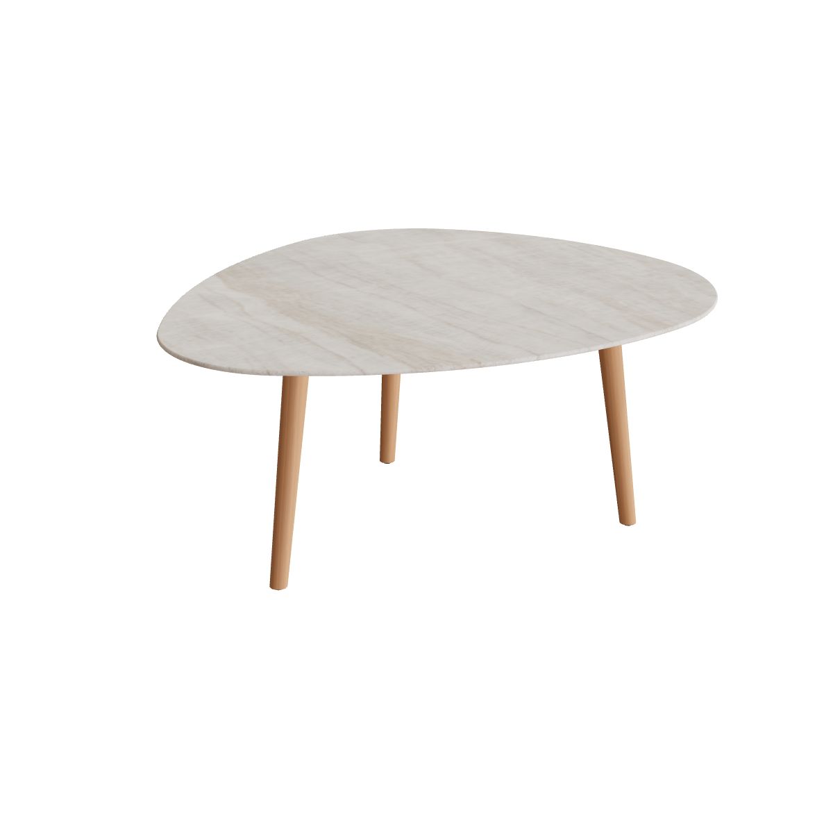 Royal Botania Styletto Low-Dining-Tisch Plektrum 150 cm, Teakbeine, Keramik grau-braun geädert (Strato Quartz)