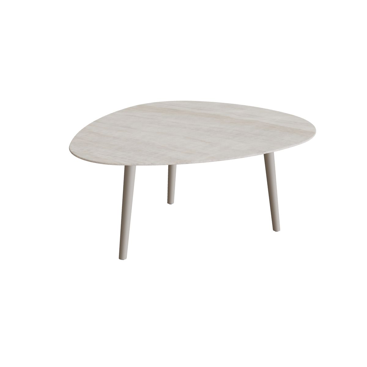 Royal Botania Styletto Loungetisch niedrig Plektrum 150 cm, Alu pebble, Keramik grau-braun geädert (Strato Quartz)