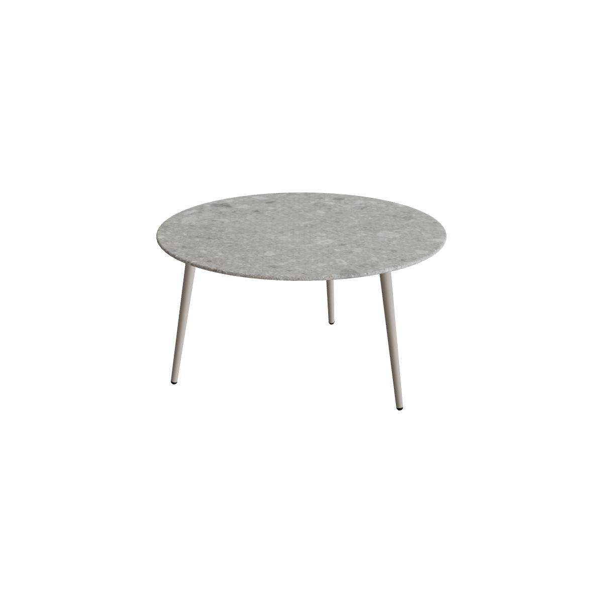 Royal Botania Styletto Beistelltisch 75 cm, Alu pebble, Keramik grau gemustert (Ceppo Dolomitica)