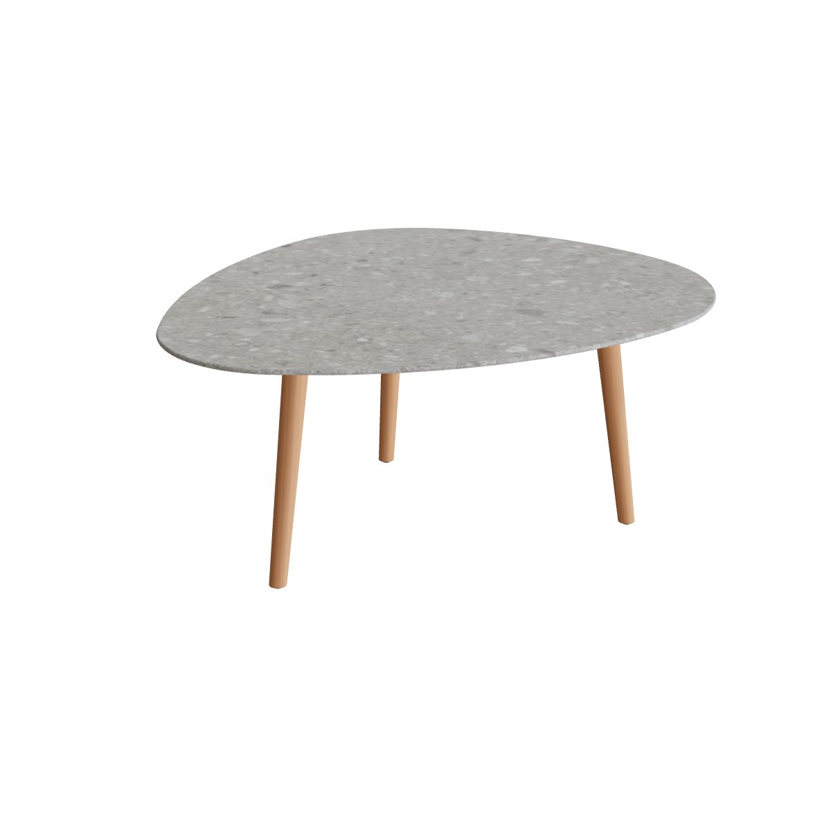 Royal Botania Styletto Low-Dining-Tisch Plektrum 150 cm, Teakbeine, Keramik grau gemustert (Ceppo Dolomitica)