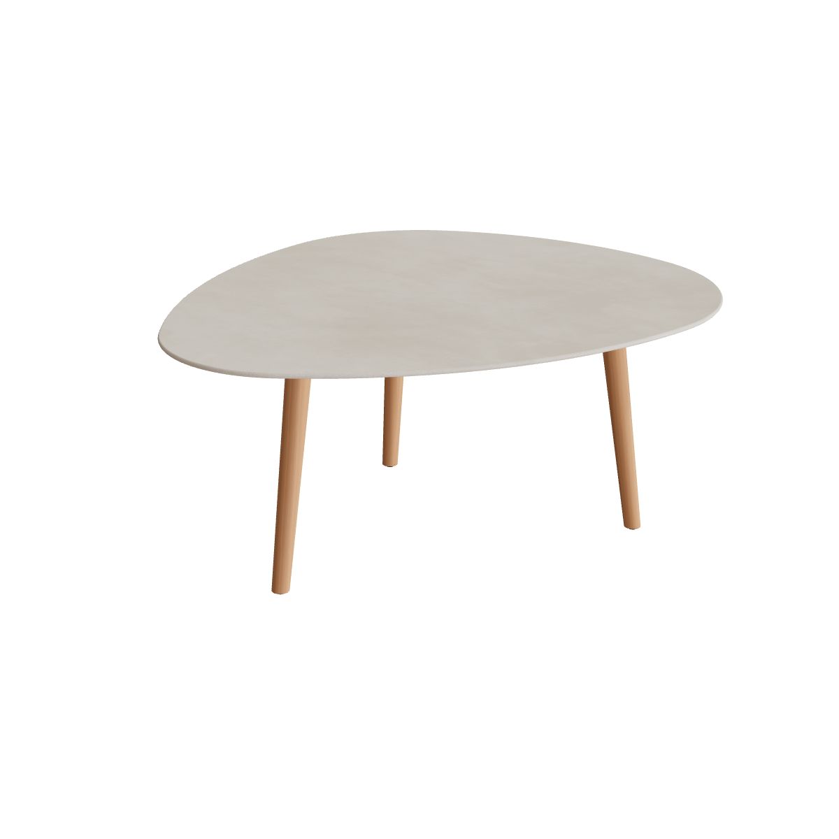 Royal Botania Styletto Low-Dining-Tisch Plektrum 150 cm, Teakbeine, Keramik zementgrau (Cemento Luminoso)