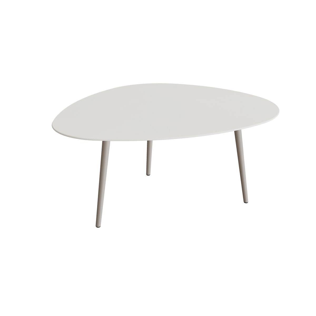 Royal Botania Styletto Low-Dining-Tisch Plektrum 150 cm, Alu pebble, Keramik weiß (white)