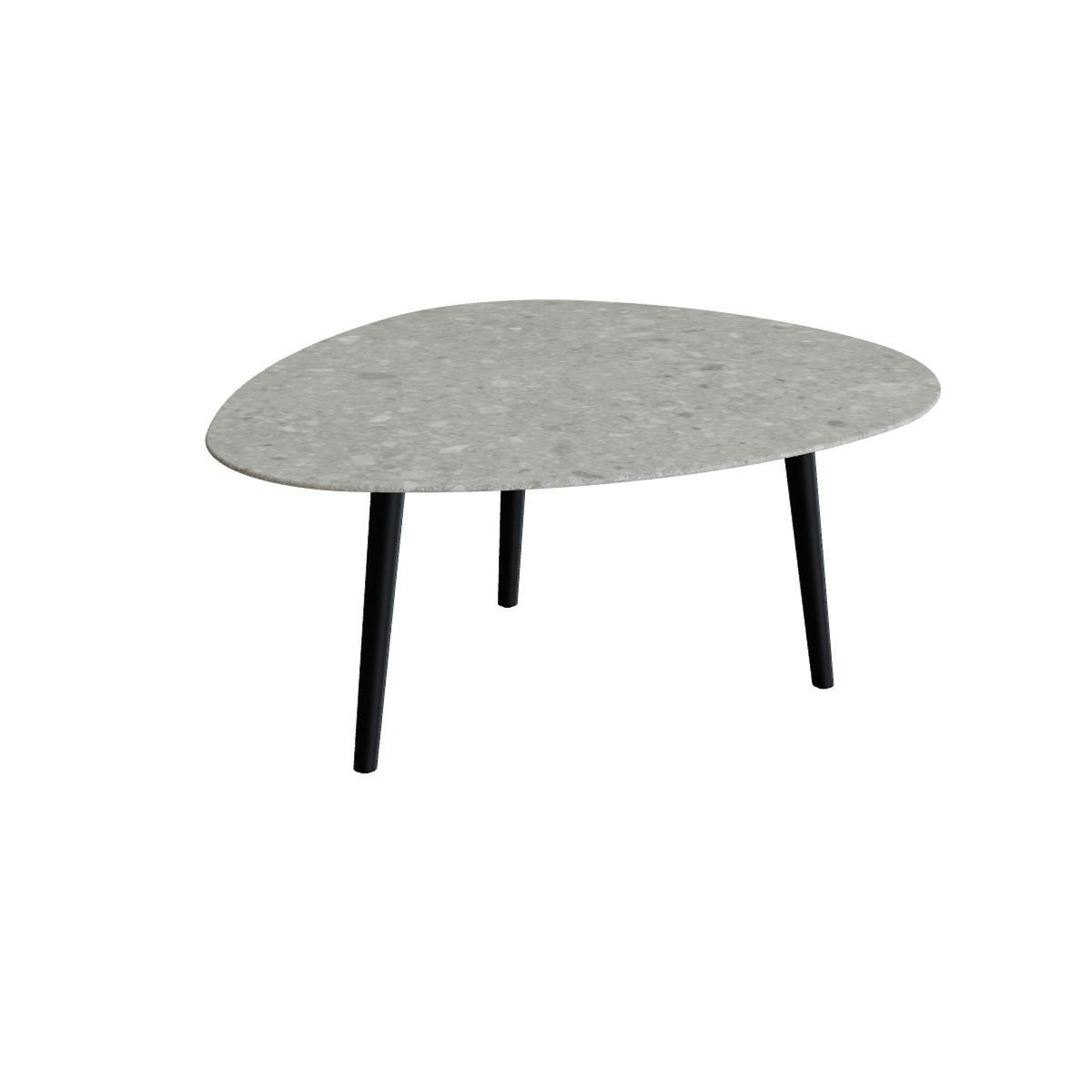 Royal Botania Styletto Loungetisch niedrig Plektrum 150 cm – Alu anthrazit · Keramik grau gemustert (Ceppo Dolomitica)