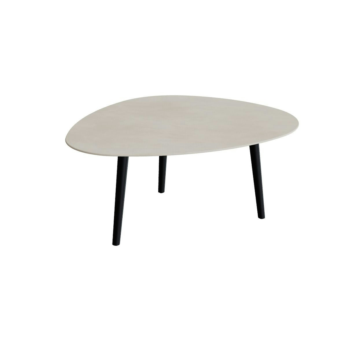 Royal Botania Styletto Loungetisch niedrig Plektrum 150 cm – Alu anthrazit · Keramik zementgrau (Cemento Luminoso)