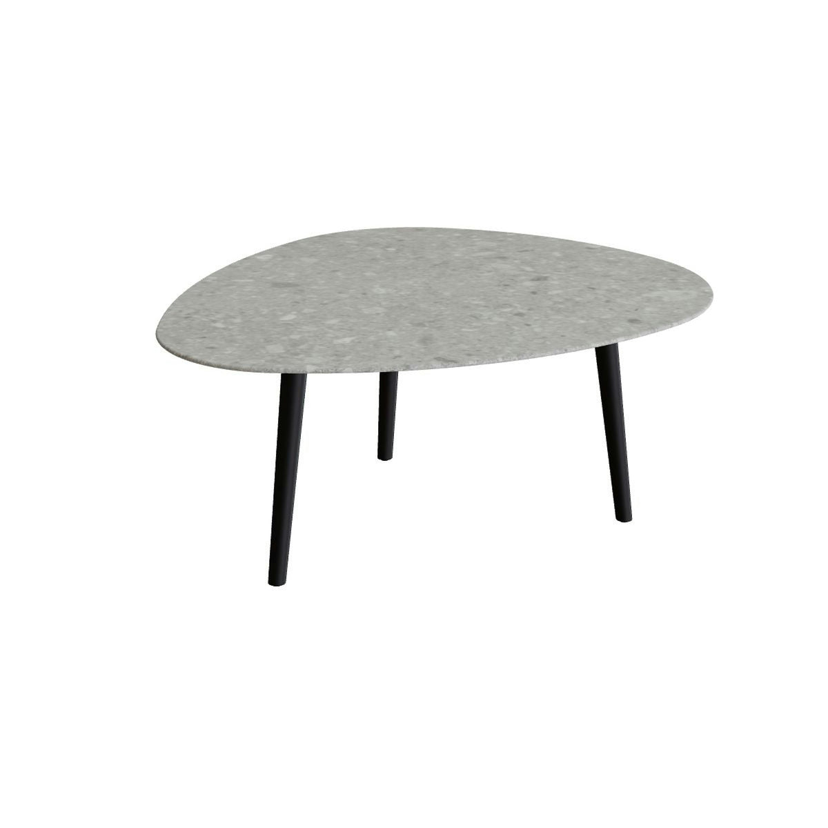 Royal Botania Styletto Loungetisch niedrig Plektrum 150 cm – Alu bronze · Keramik grau gemustert (Ceppo Dolomitica)