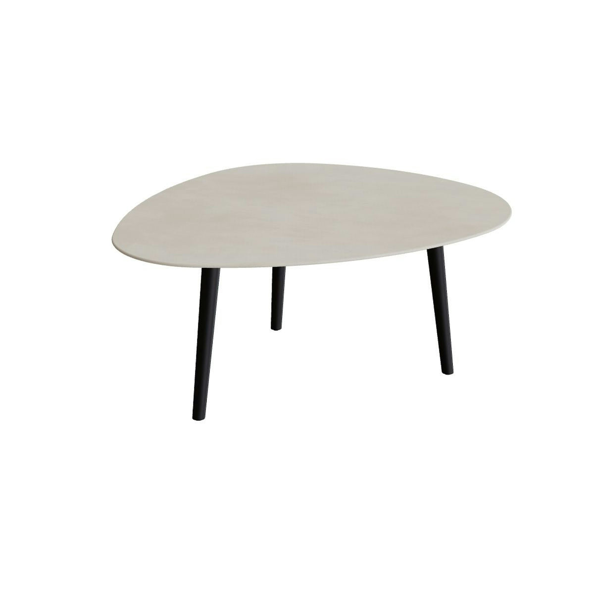Royal Botania Styletto Loungetisch niedrig Plektrum 150 cm – Alu bronze · Keramik zementgrau (Cemento Luminoso)