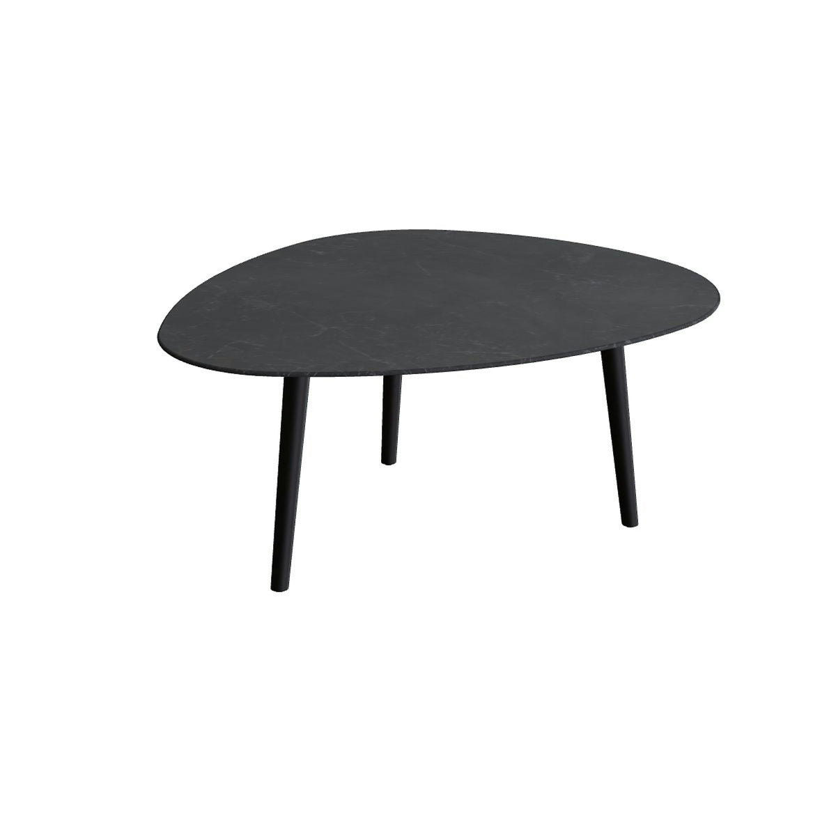 Royal Botania Styletto Loungetisch niedrig Plektrum 150 cm – Alu bronze · Keramik schwarz geädert (Nero Marquina)