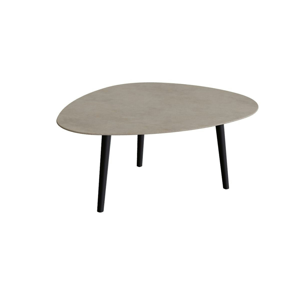 Royal Botania Styletto Loungetisch niedrig Plektrum 150 cm – Alu bronze · Keramik graubraun (Terra Sabbia)