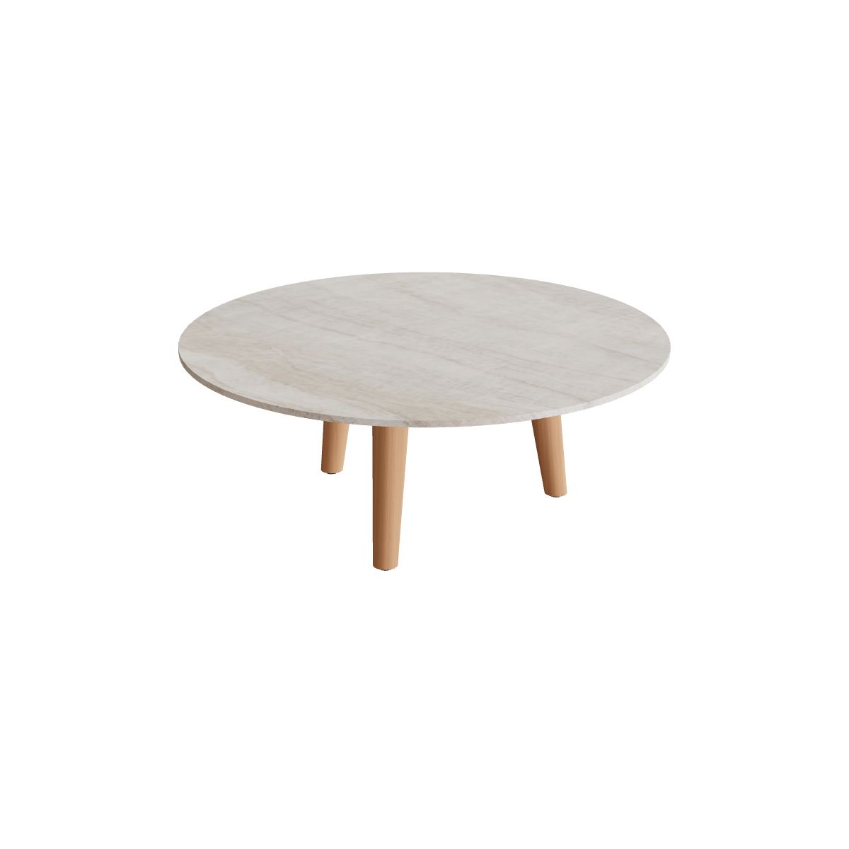 Royal Botania Styletto Loungetisch niedrig rund 90 cm, Teakbeine, Keramik grau-braun geädert (Strato Quartz)