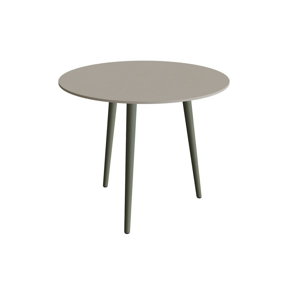 Royal Botania Styletto Esstisch rund 90 cm – Alu salbeigrün (sage) · Keramik perlgrau (Pearl Grey)