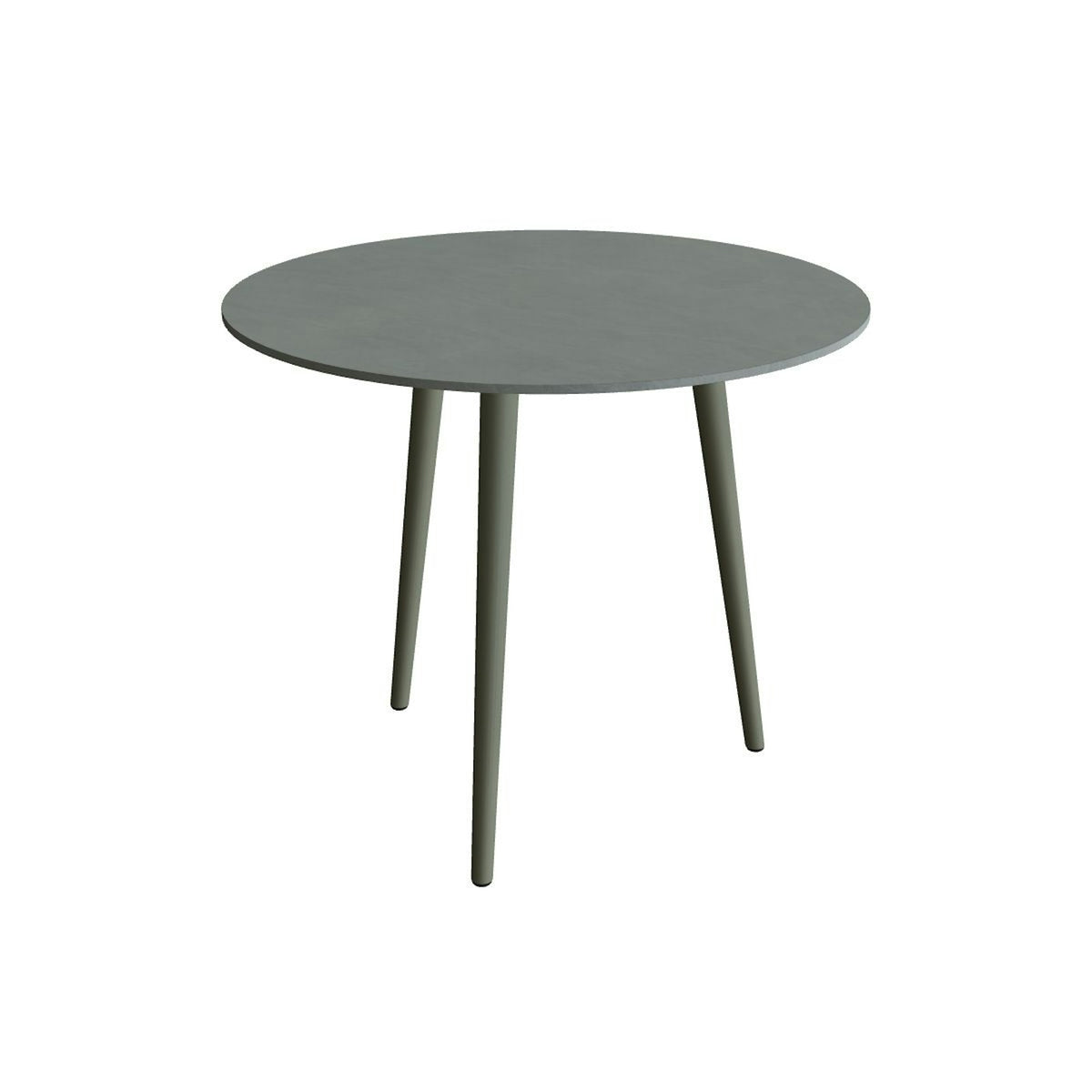 Royal Botania Styletto Esstisch rund 90 cm – Alu salbeigrün (sage) · Keramik steingrün (Verdezza Amazon)
