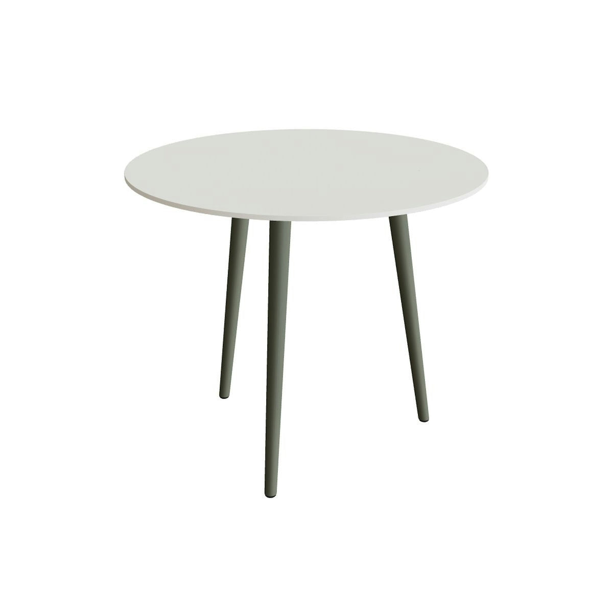 Royal Botania Styletto Esstisch rund 90 cm – Alu salbeigrün (sage) · Keramik weiß (white)
