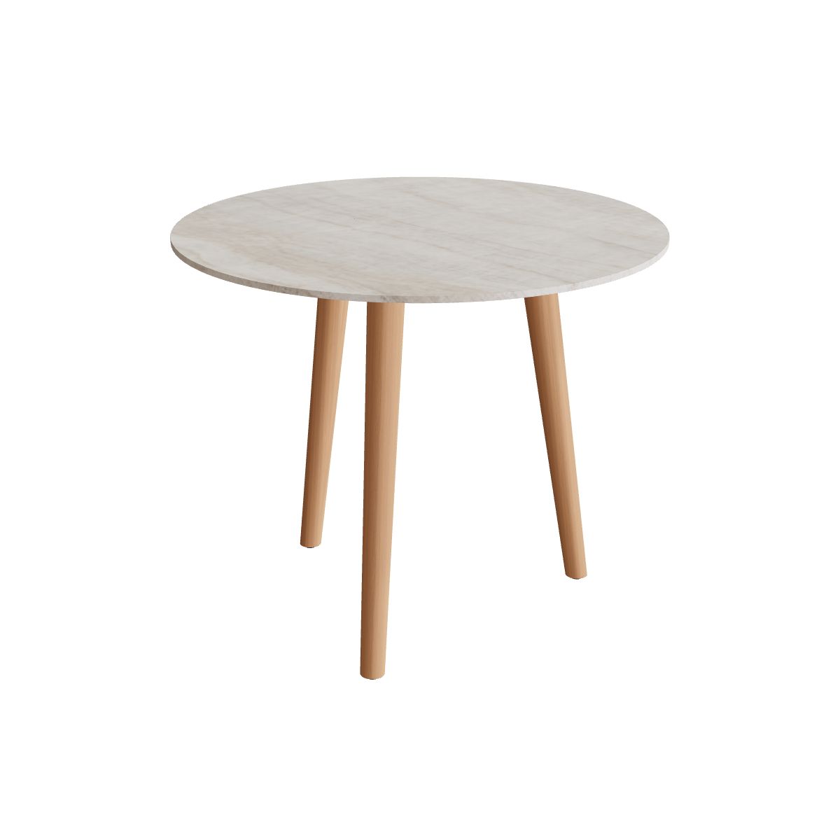 Royal Botania Styletto Esstisch rund 90 cm, Teakbeine, Keramik grau-braun geädert (Strato Quartz)