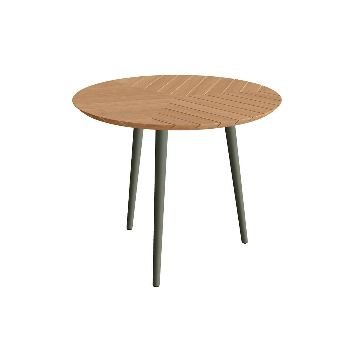Royal Botania Styletto Esstisch rund 90 cm – Alu salbeigrün (sage) · Teak