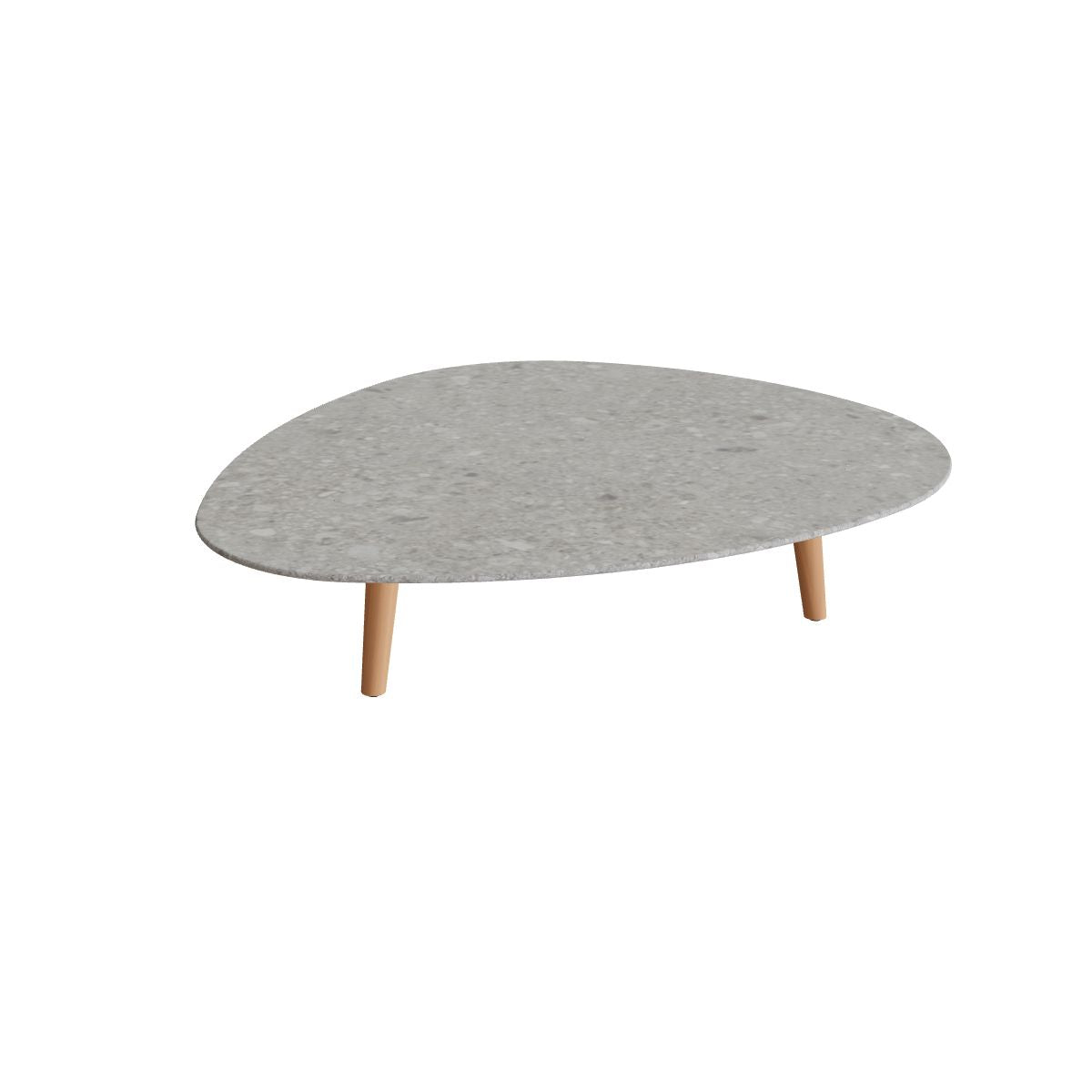 Royal Botania Styletto Loungetisch niedrig Plektrum 150 cm, Teakbeine, Keramik grau gemustert (Ceppo Dolomitica)