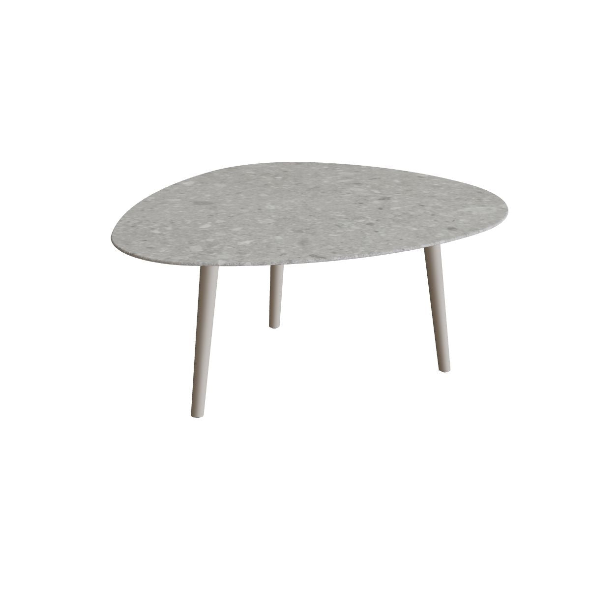 Royal Botania Styletto Loungetisch niedrig Plektrum 150 cm, Alu pebble, Keramik grau gemustert (Ceppo Dolomitica)