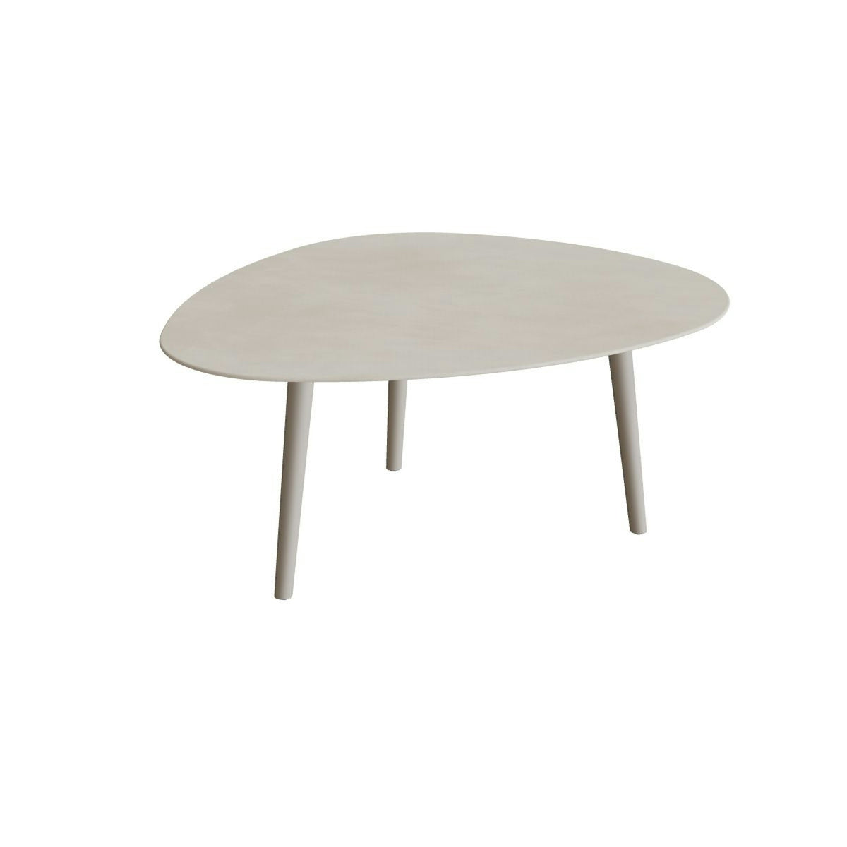 Royal Botania Styletto Loungetisch niedrig Plektrum 150 cm – Alu pebble · Keramik zementgrau (Cemento Luminoso)