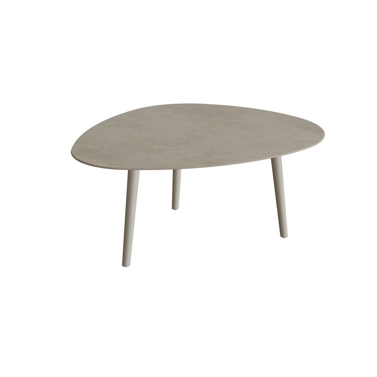 Royal Botania Styletto Loungetisch niedrig Plektrum 150 cm – Alu pebble · Keramik graubraun (Terra Sabbia)