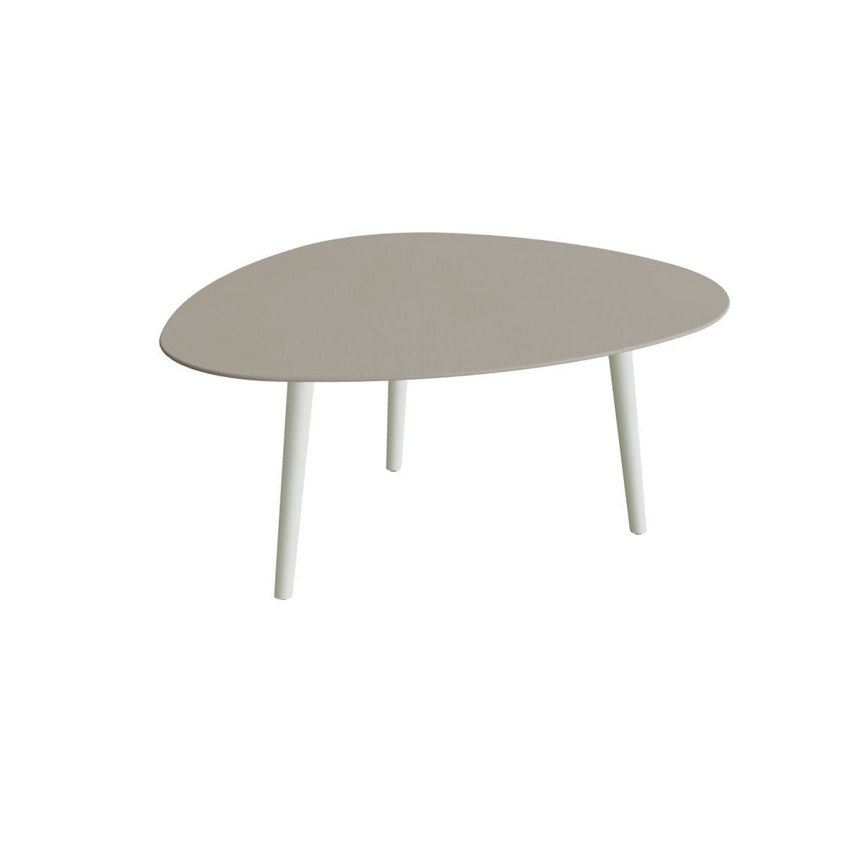 Royal Botania Styletto Loungetisch niedrig Plektrum 150 cm – Alu weiß · Keramik perlgrau (Pearl Grey)