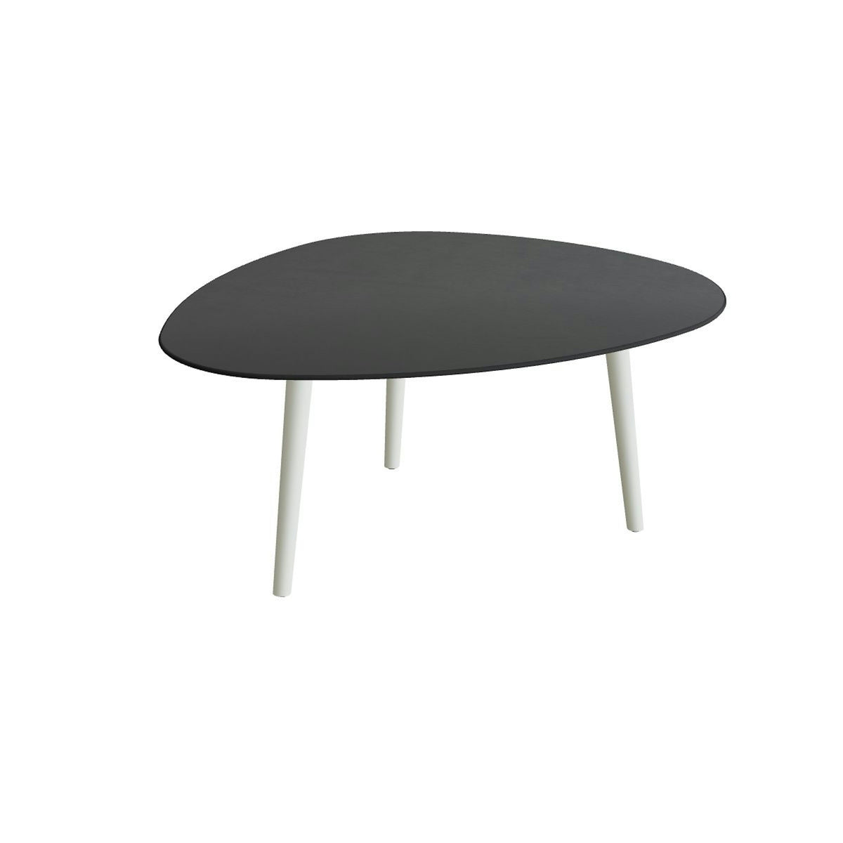 Royal Botania Styletto Loungetisch niedrig Plektrum 150 cm – Alu weiß · Keramik schwarz (black)