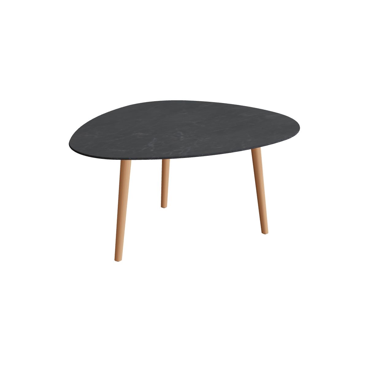 Royal Botania Styletto Esstisch Plektrum 150 cm, Teakbeine, Keramik schwarz geädert (Nero Marquina)
