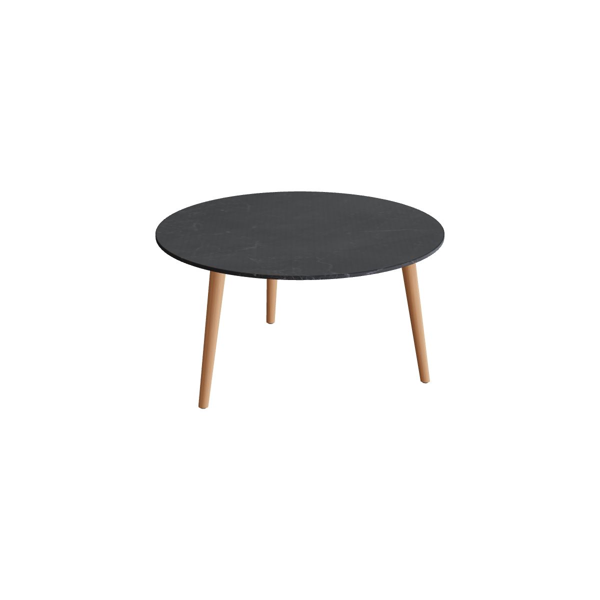 Royal Botania Styletto Beistelltisch 75 cm, Teakbeine, Keramik schwarz geädert (Nero Marquina)