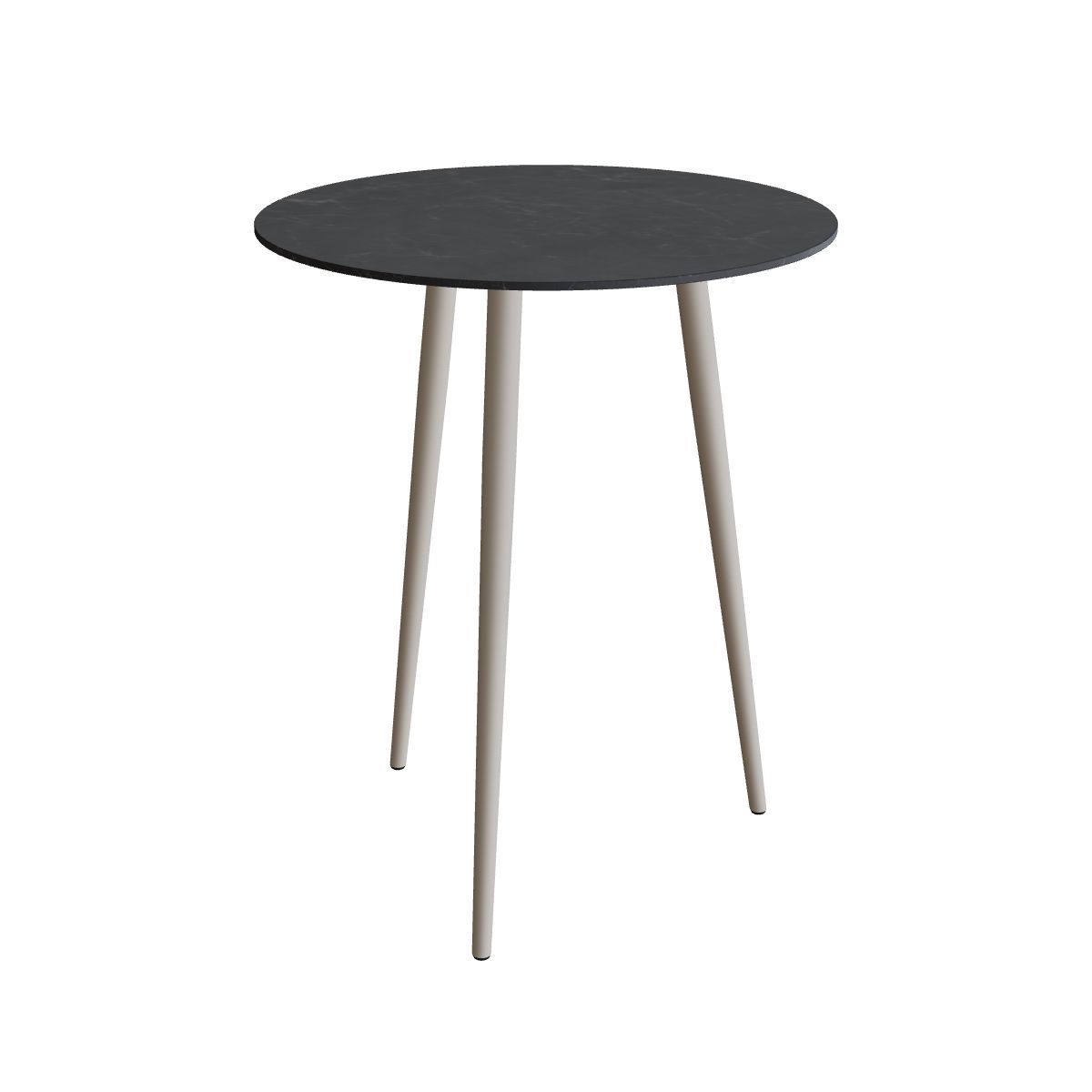 Royal Botania Styletto Bartisch rund 90 cm, Alu pebble, Keramik schwarz geädert (Nero Marquina)