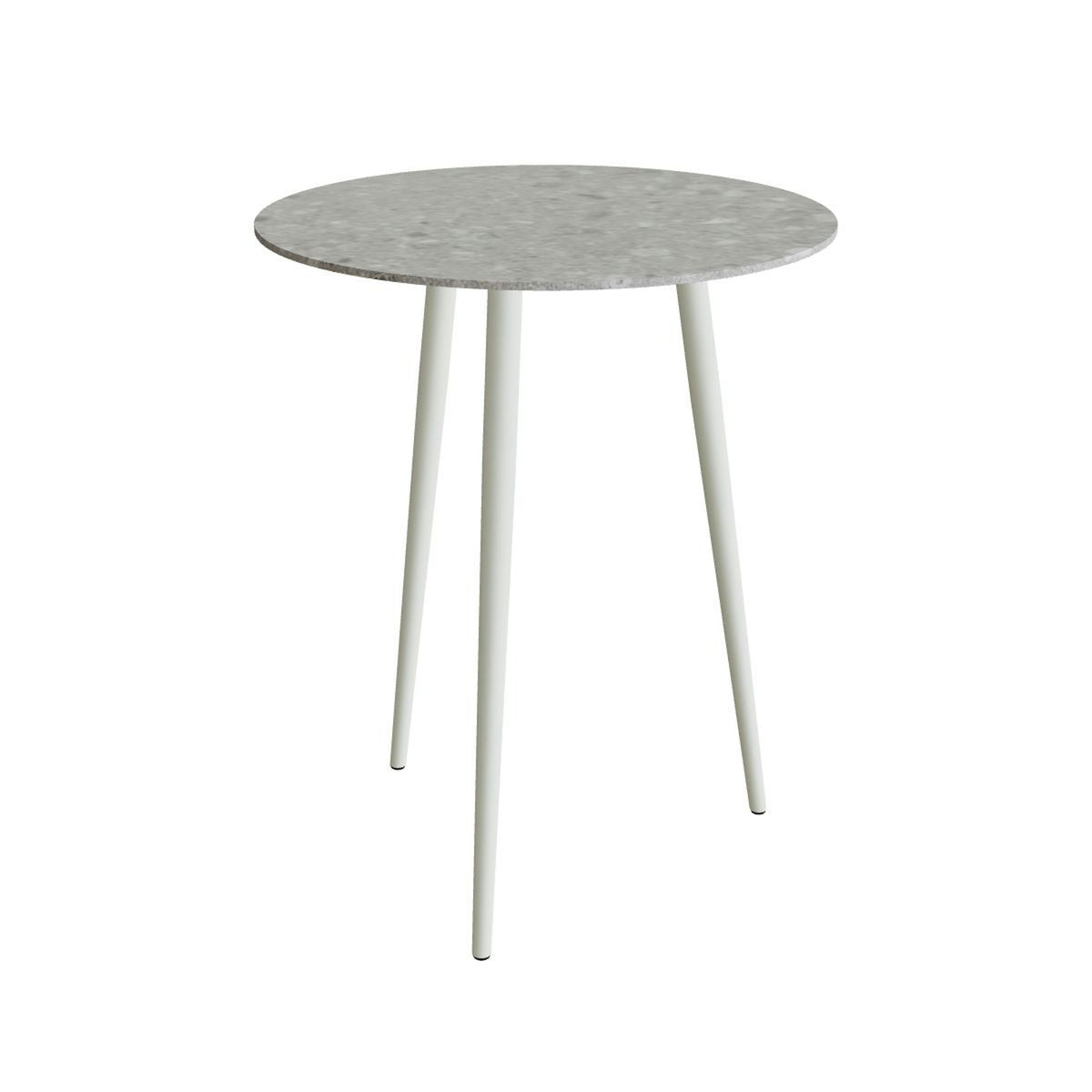 Royal Botania Styletto Bartisch rund 90 cm – Alu weiß · Keramik grau gemustert (Ceppo Dolomitica)