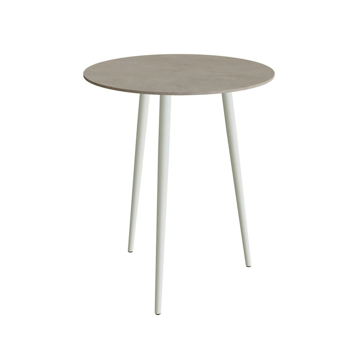 Royal Botania Styletto Bartisch rund 90 cm – Alu weiß · Keramik graubraun (Terra Sabbia)