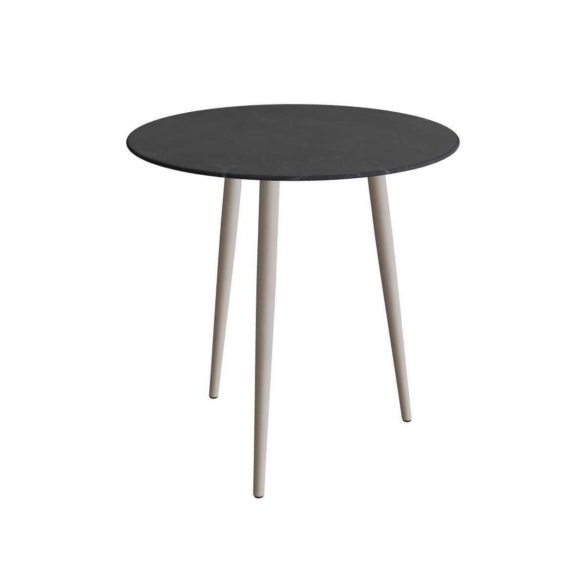 Royal Botania Styletto Thekentisch rund 90 cm, Alu pebble, Keramik schwarz geädert (Nero Marquina)