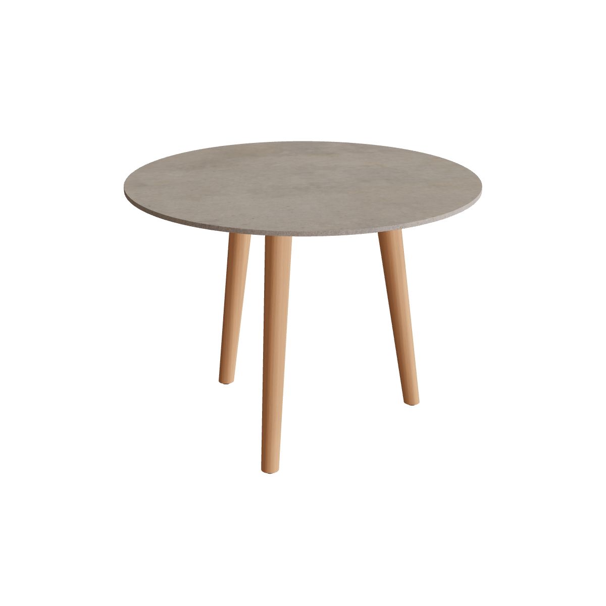 Royal Botania Styletto Low-Dining-Tisch rund 90 cm, Teakbeine, Keramik graubraun (Terra Sabbia)