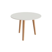 Royal Botania Styletto Low-Dining-Tisch rund 90 cm, Teakbeine, Keramik weiß (white)
