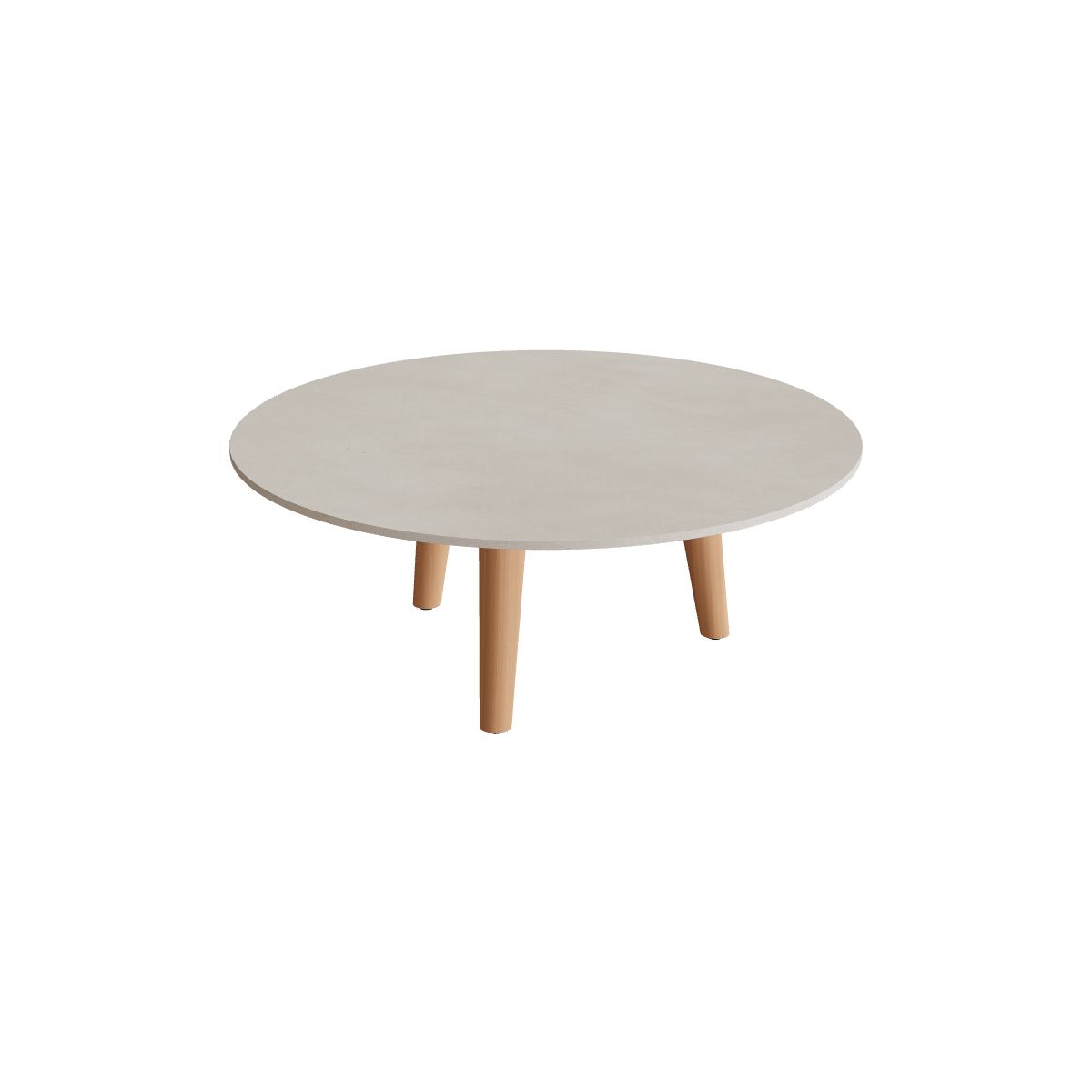 Royal Botania Styletto Loungetisch niedrig rund 90 cm, Teakbeine, Keramik zementgrau (Cemento Luminoso)
