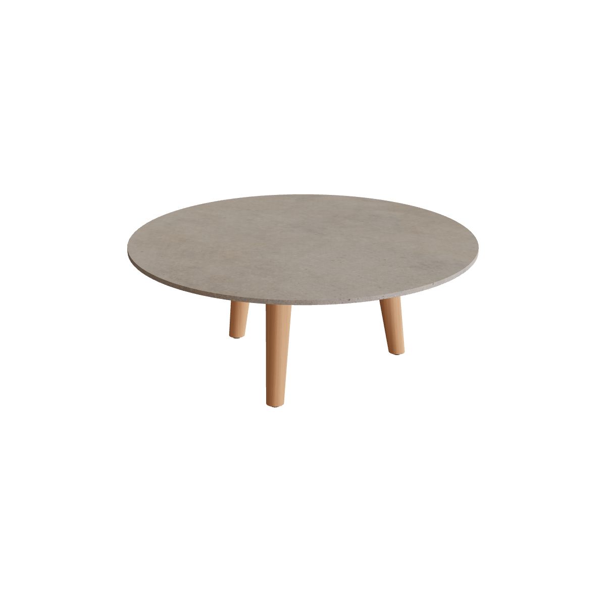 Royal Botania Styletto Loungetisch niedrig rund 90 cm, Teakbeine, Keramik graubraun (Terra Sabbia)