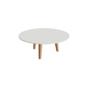 Royal Botania Styletto Loungetisch niedrig rund 90 cm, Teakbeine, Keramik weiß (white)
