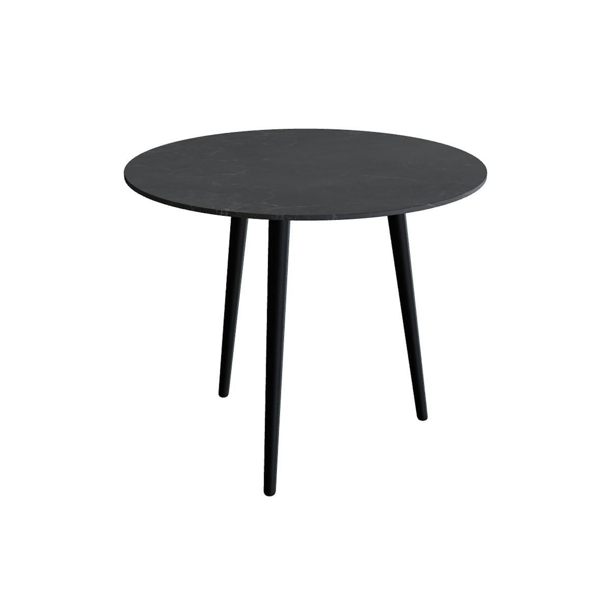 Royal Botania Styletto Esstisch rund 90 cm – Alu anthrazit · Keramik schwarz geädert (Nero Marquina)