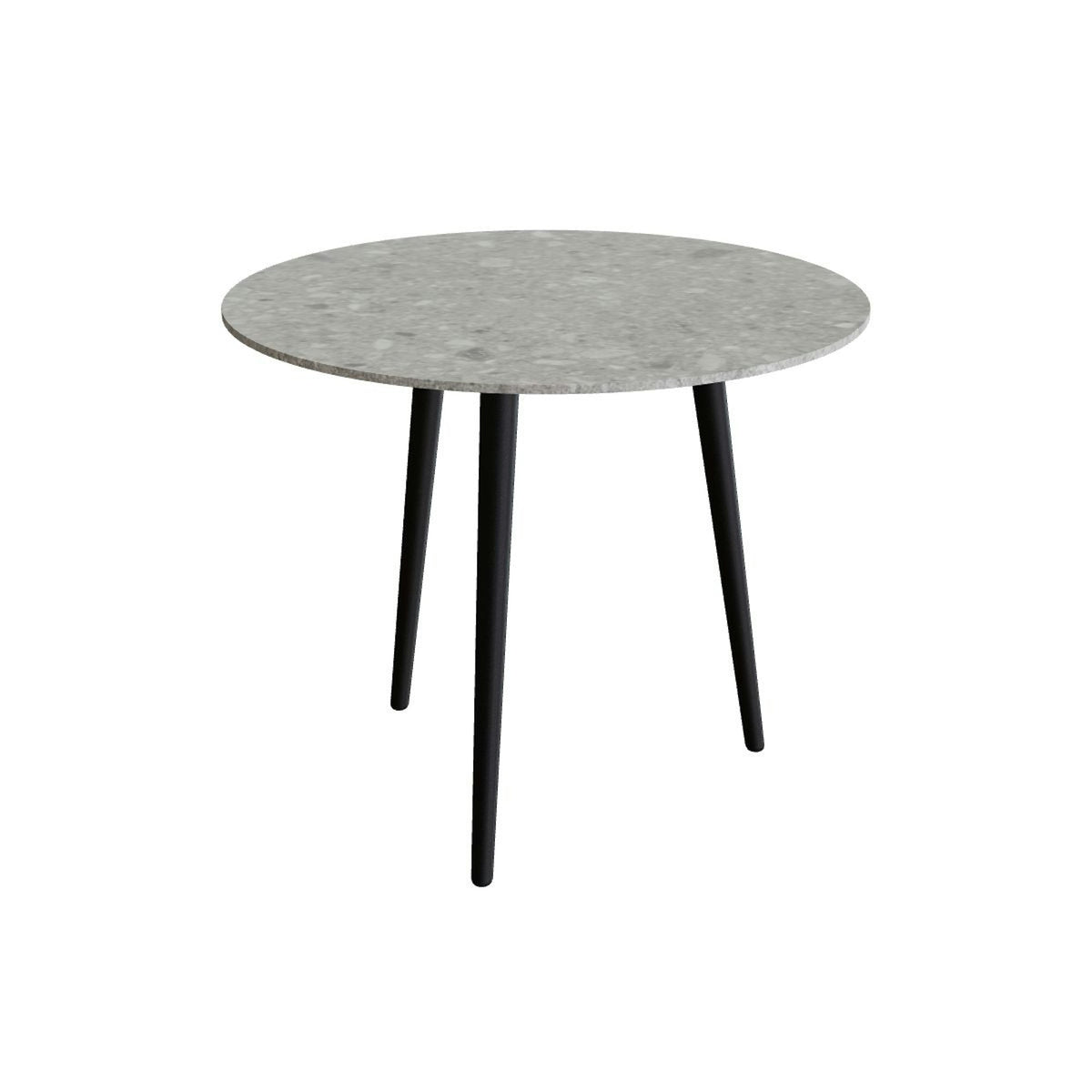 Royal Botania Styletto Esstisch rund 90 cm – Alu bronze · Keramik grau gemustert (Ceppo Dolomitica)