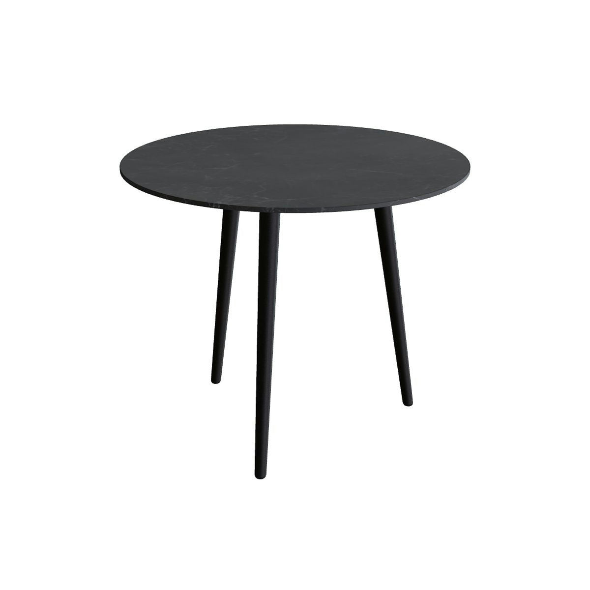 Royal Botania Styletto Esstisch rund 90 cm – Alu bronze · Keramik schwarz geädert (Nero Marquina)