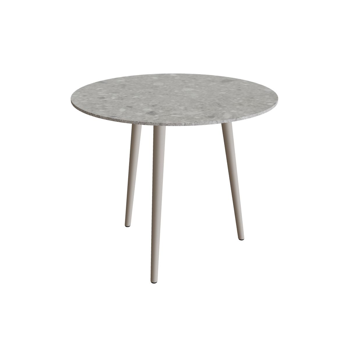 Royal Botania Styletto Esstisch rund 90 cm, Alu pebble, Keramik grau gemustert (Ceppo Dolomitica)