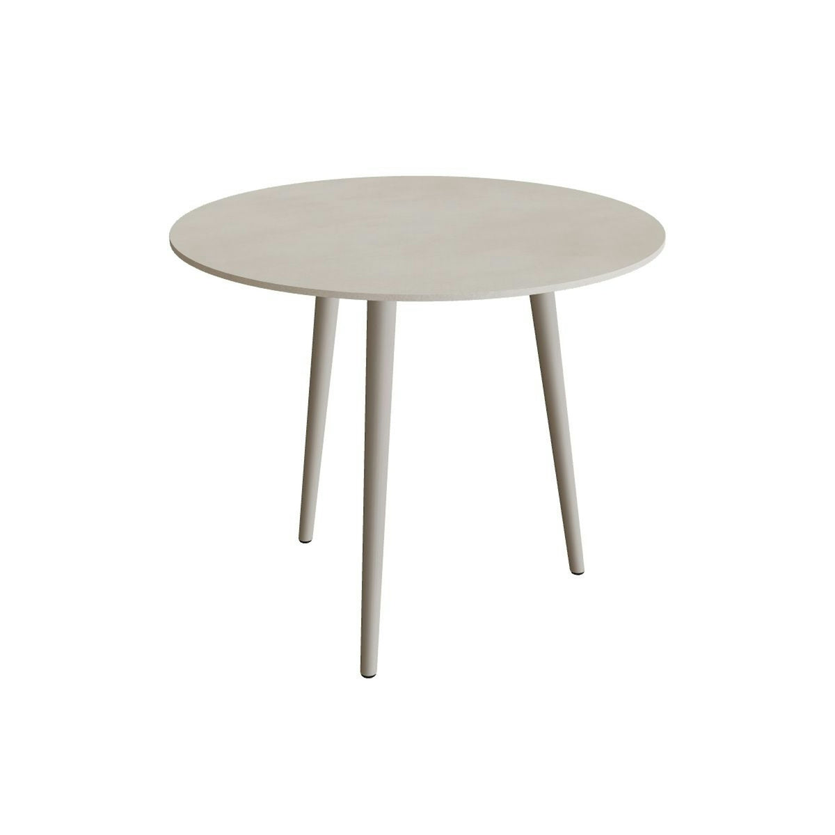 Royal Botania Styletto Esstisch rund 90 cm – Alu pebble · Keramik zementgrau (Cemento Luminoso)