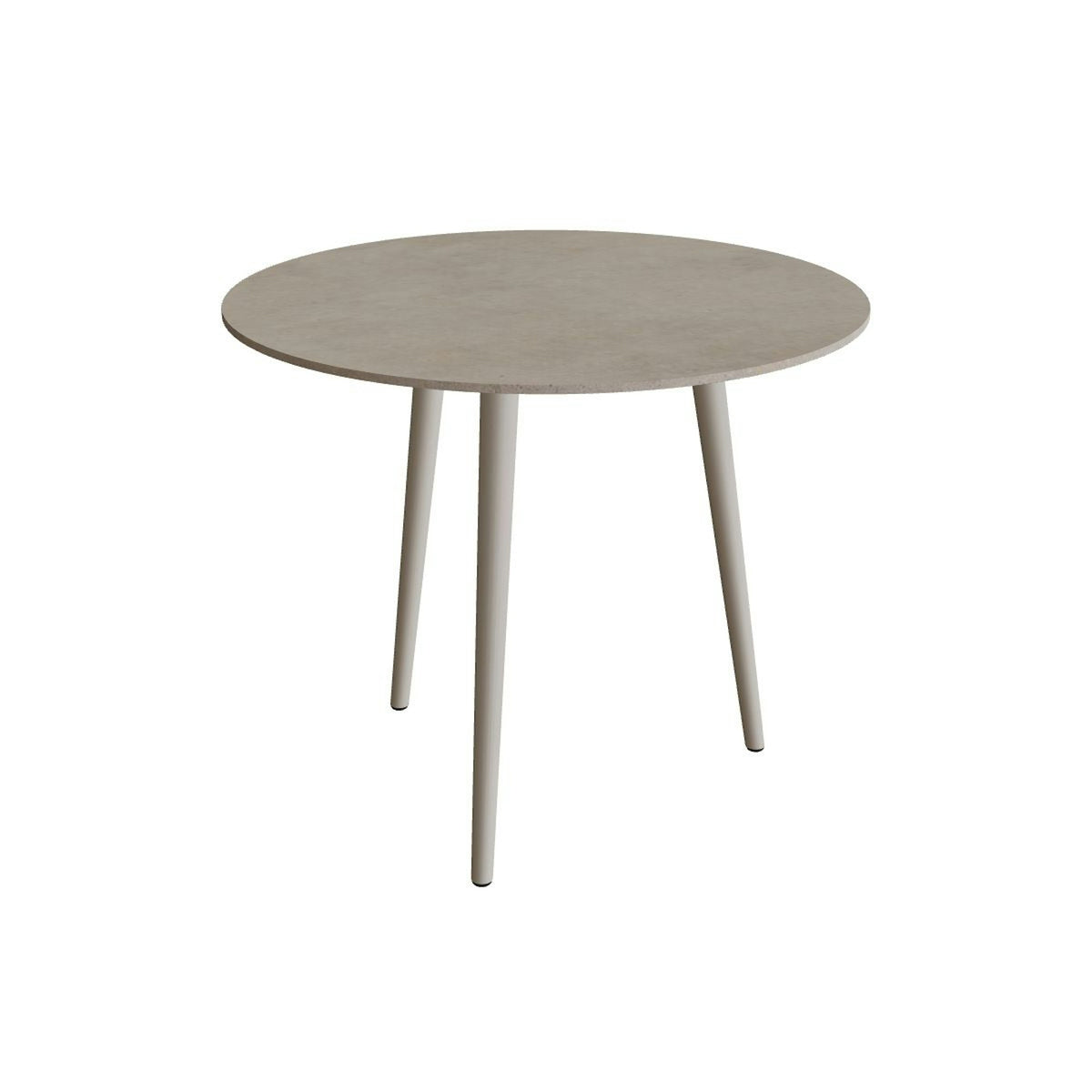 Royal Botania Styletto Esstisch rund 90 cm – Alu pebble · Keramik graubraun (Terra Sabbia)
