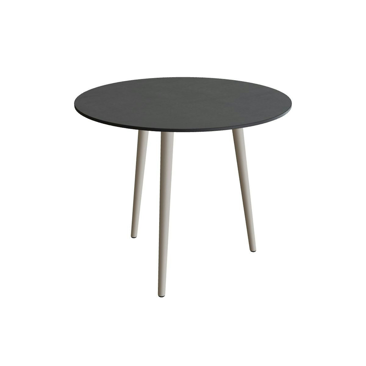 Royal Botania Styletto Esstisch rund 90 cm – Alu pebble · Keramik schwarz (black)