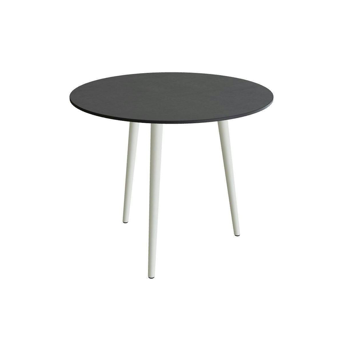 Royal Botania Styletto Esstisch rund 90 cm – Alu weiß · Keramik schwarz (black)