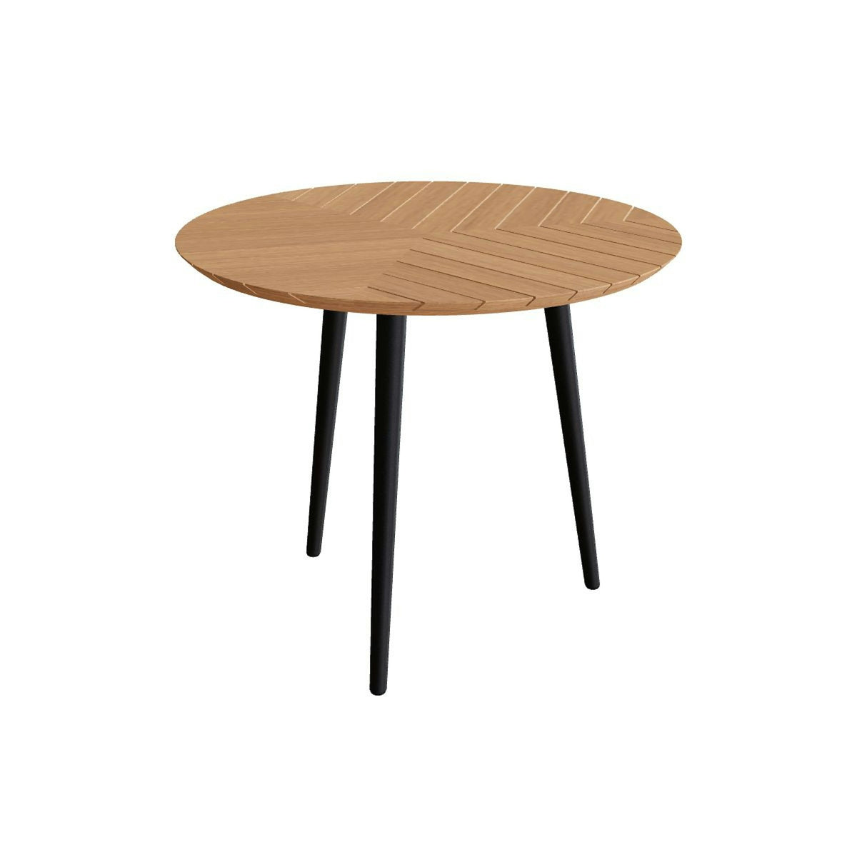 Royal Botania Styletto Esstisch rund 90 cm – Alu bronze · Teak